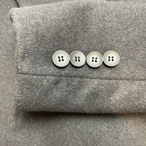 Black STCO Wool Cashmere Coat Overcoat Mens M Charcoal Peak Double Breasted City - Picture 7 of 11